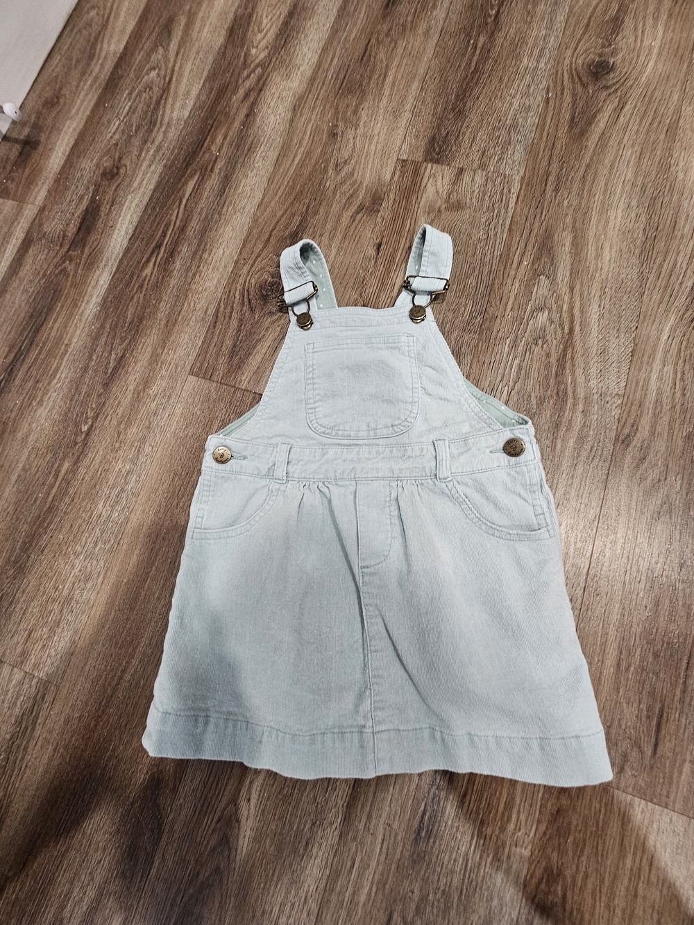 Toddlers Mint Green Denim Overall Dress with Adjustable Straps
